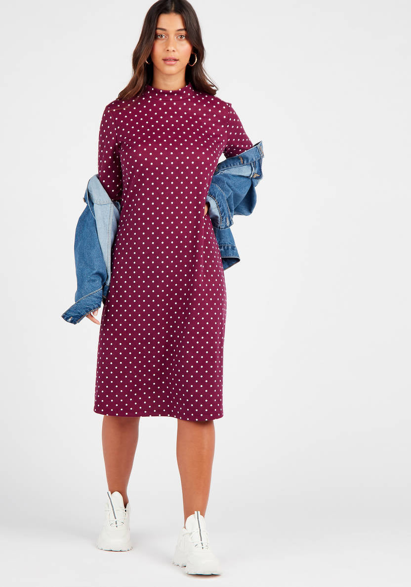 Women/Girls Long-sleeved Midi Shift Dress