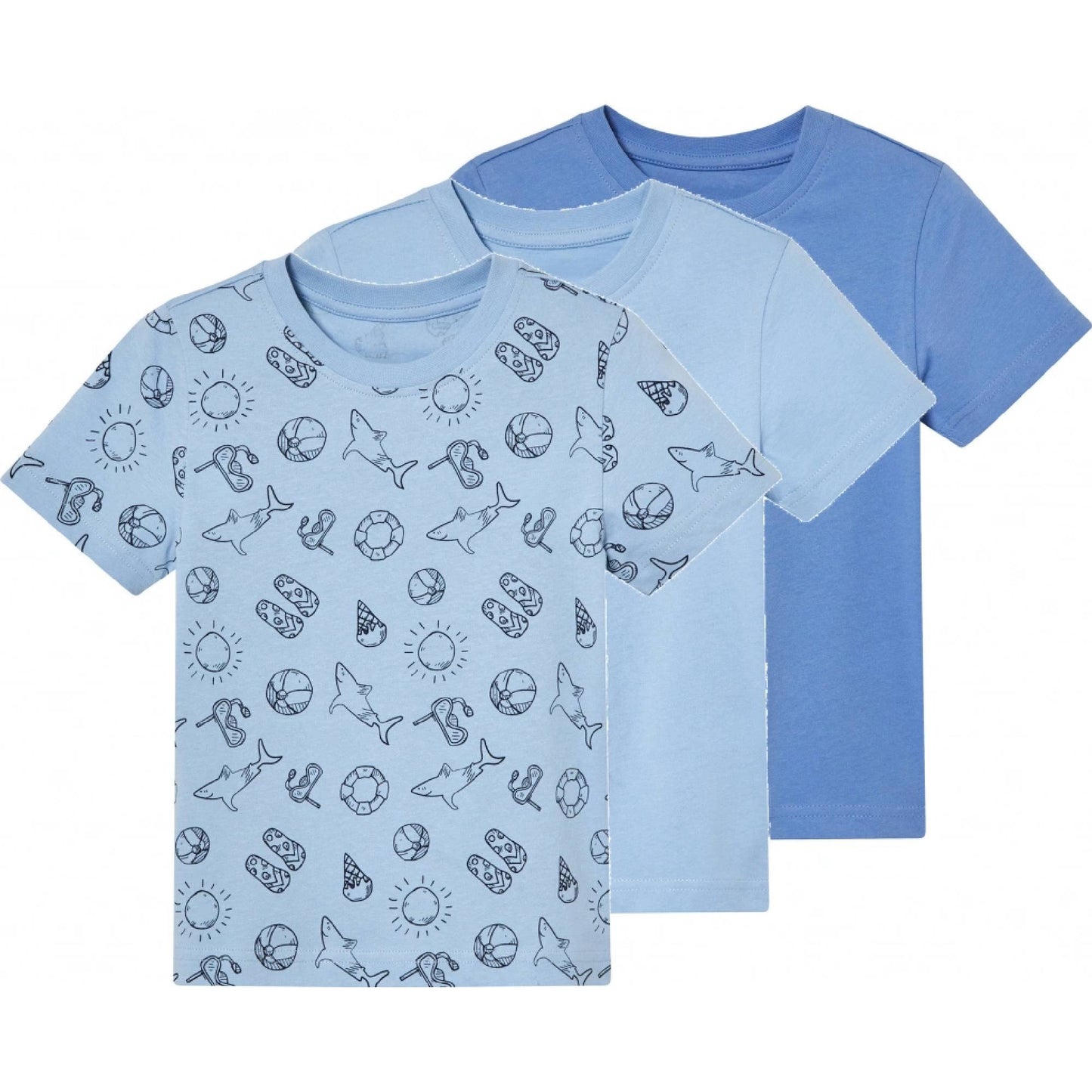 Lupilu Boys' T-shirt 3 pieces (stripes, navy blue, blue)