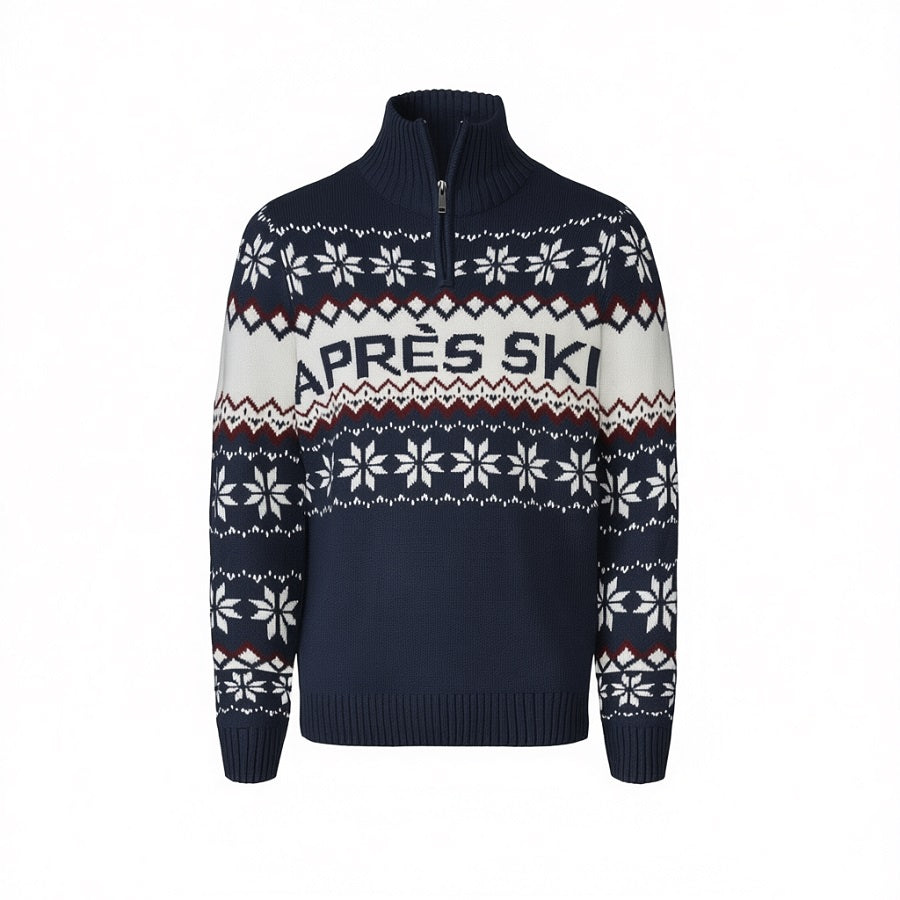 Men's Sweater Norwegian Texture Half Zipper