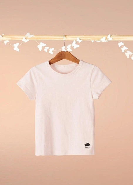Lupilu children's T-shirt for girls basic plain with a cloud patch