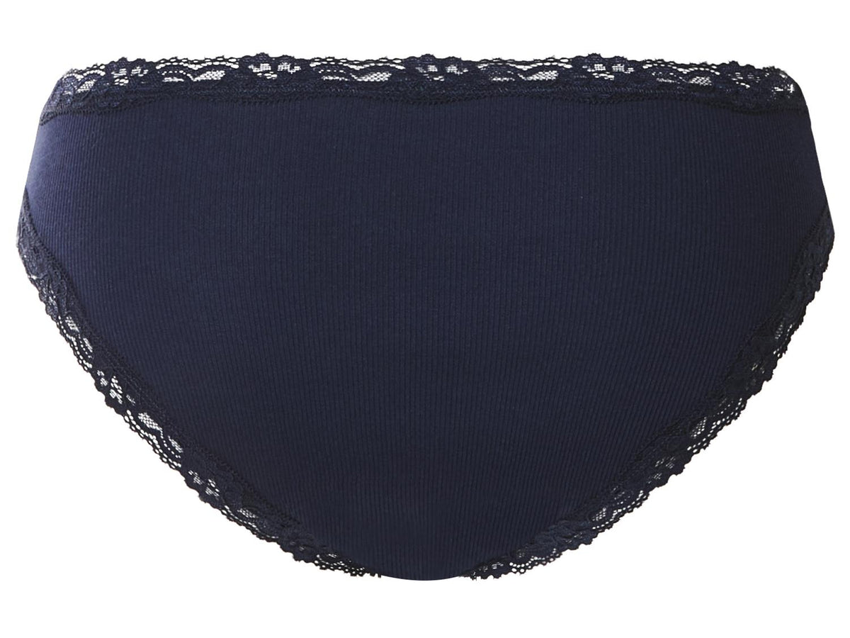 ESMARA Women’s Ribbed Briefs With Lace, 5 pcs (Navy/Grey)