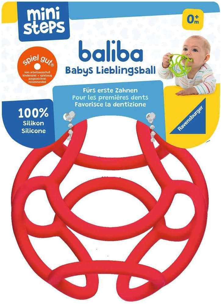 Ravensburger ministeps 4148 baliba - Flexible Ball, Grasping Toy and Teether - Baby Toys from 0 Months - red