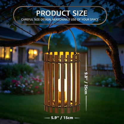 Rattan Lantern Style with E27 Bulb, IP44 Waterproof