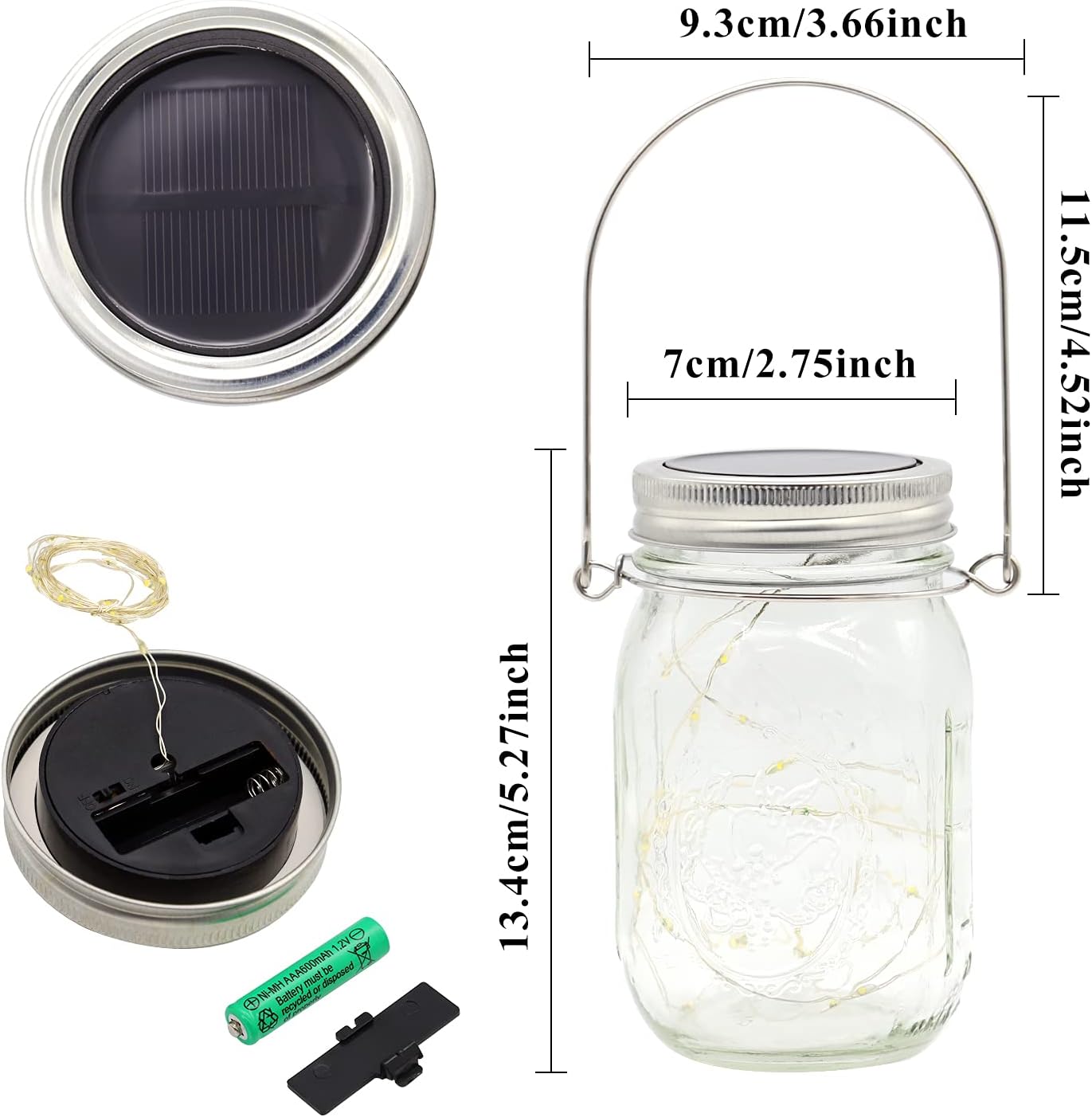 3 Pack Solar Mason Jar Lights,30 LED Water-Proof Outdoor Solar Lanterns