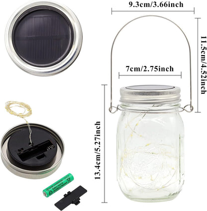 3 Pack Solar Mason Jar Lights,30 LED Water-Proof Outdoor Solar Lanterns