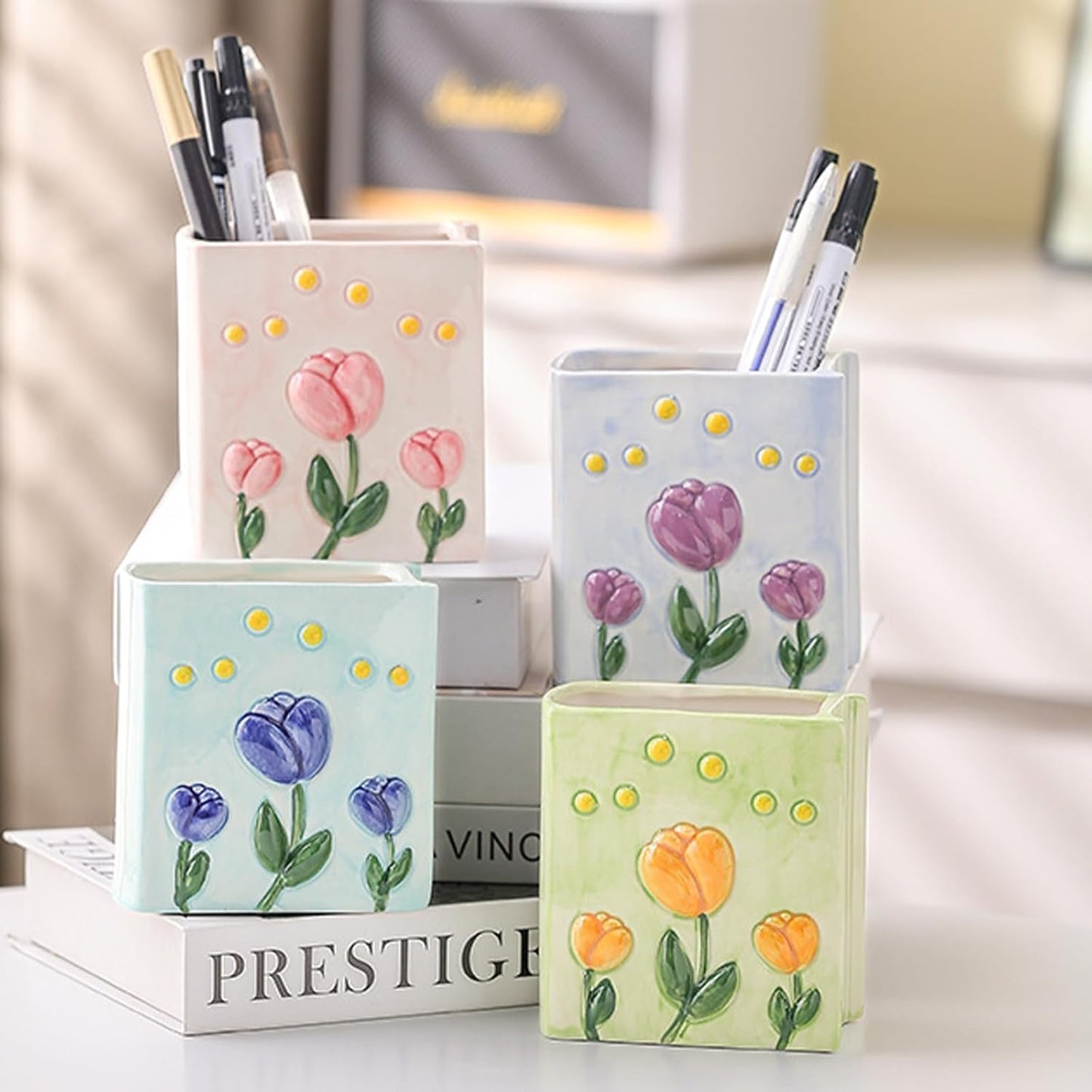 Book Vase Tulip Pencil Cup