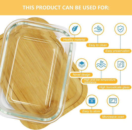 طبق زبدة شفاف مع قاعدة من الخيزران السميك