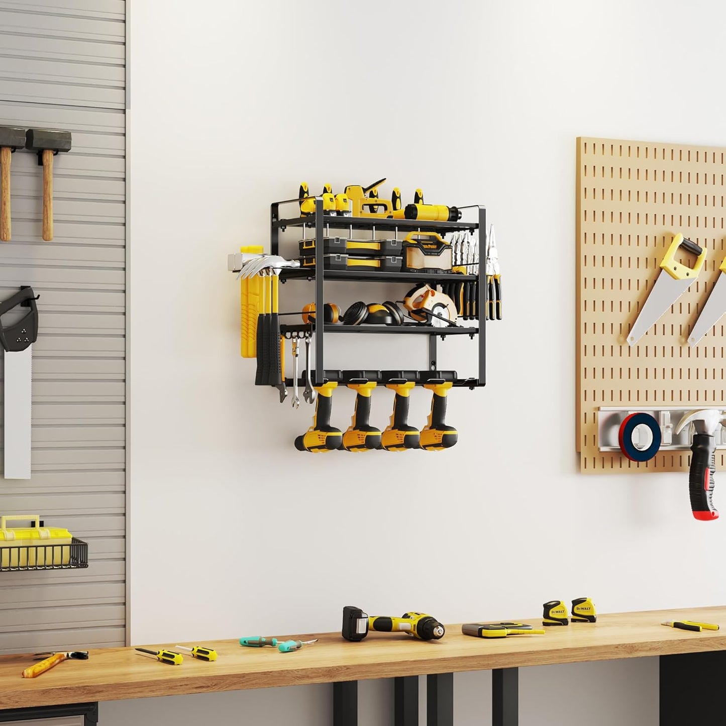 4 Tier 40cm Solid Metal Heavy Duty Garage Tool Rack Organiser
