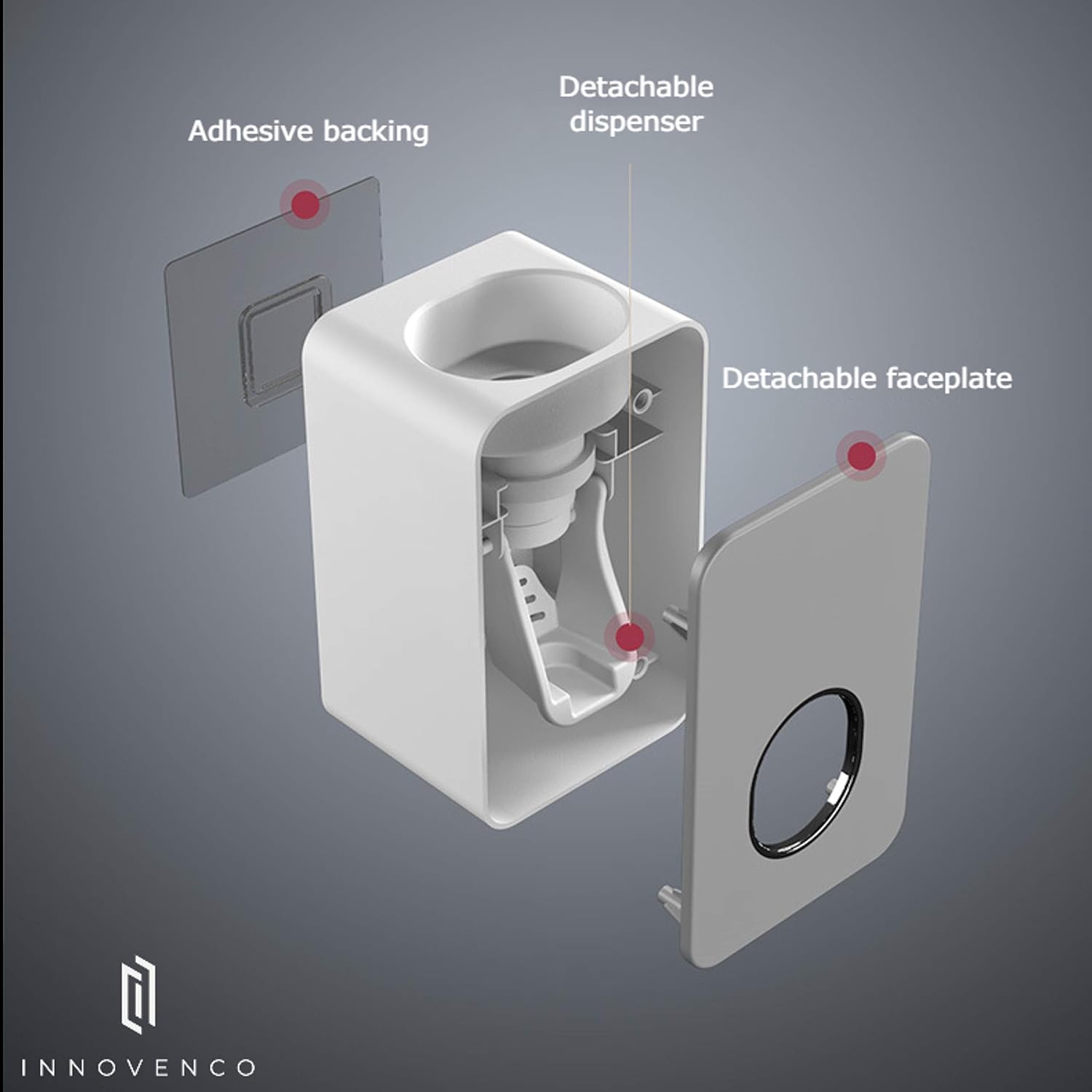 Automatic Toothpaste Dispenser Grey 2 Cups, Electric Toothbrush Holder with Soap Holder