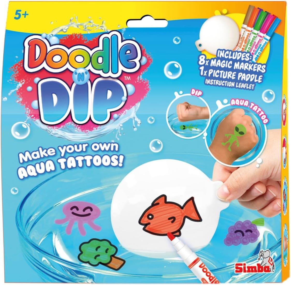 Doodle and Dip, make your own Aqua Tattoos, including 8 magic pens and painting pads