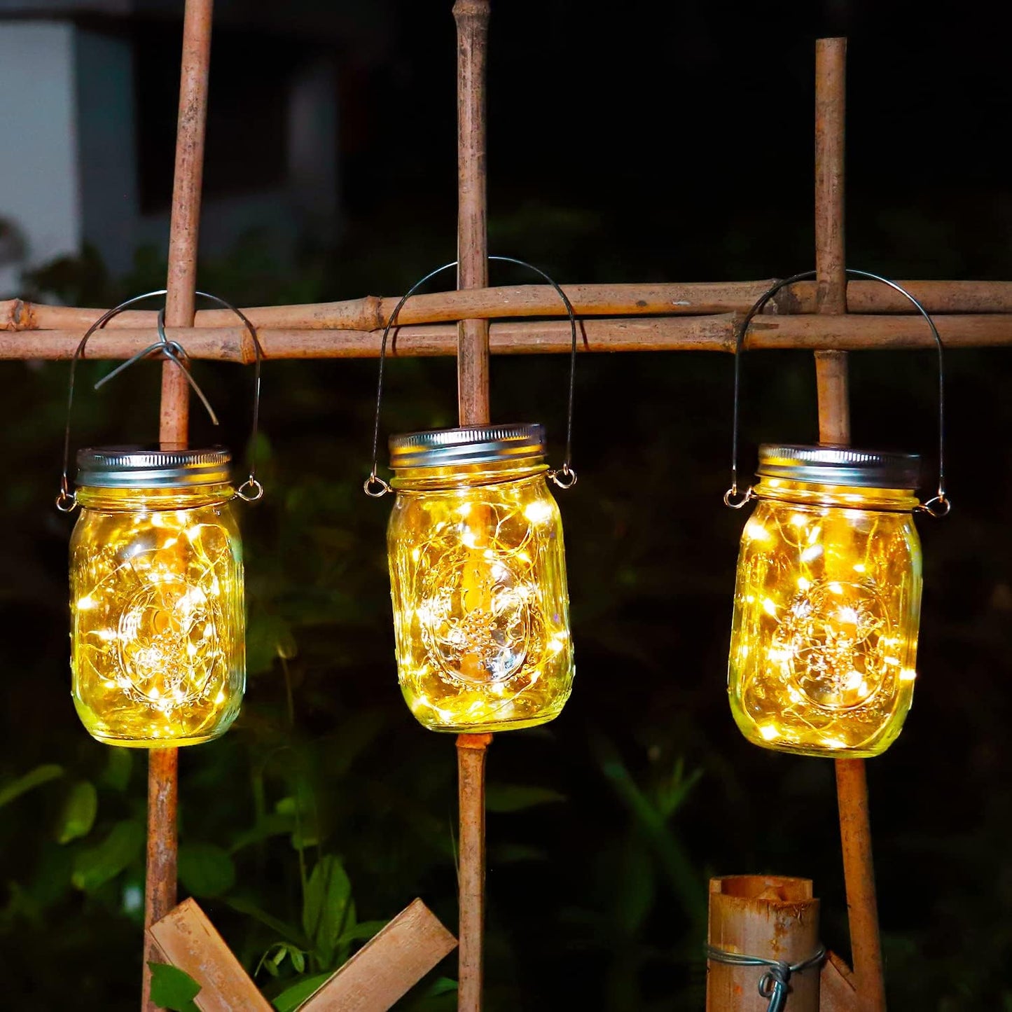 3 Pack Solar Mason Jar Lights,30 LED Water-Proof Outdoor Solar Lanterns