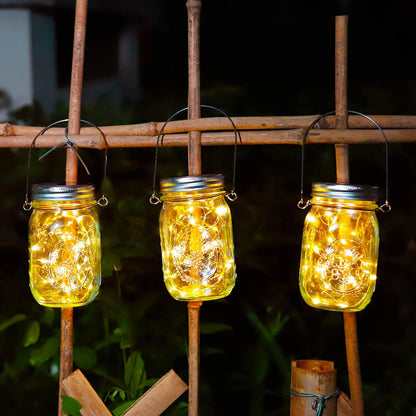 3 Pack Solar Mason Jar Lights,30 LED Water-Proof Outdoor Solar Lanterns