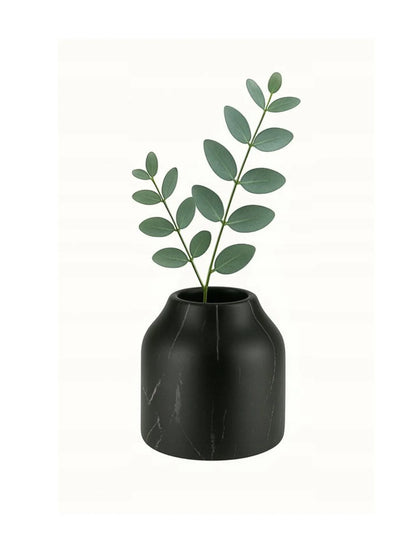 Livarno Home مزهرية ديكور بمظهر الرخام الأسود 11x12 سم