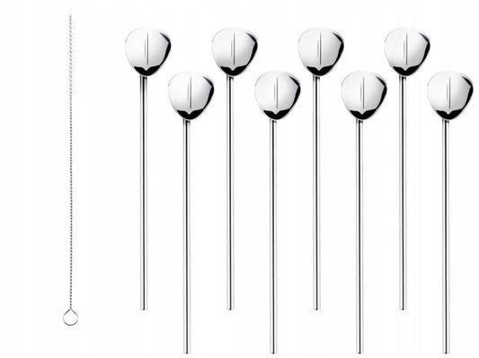 8 pieces of ERNESTO stainless steel straws with spoon