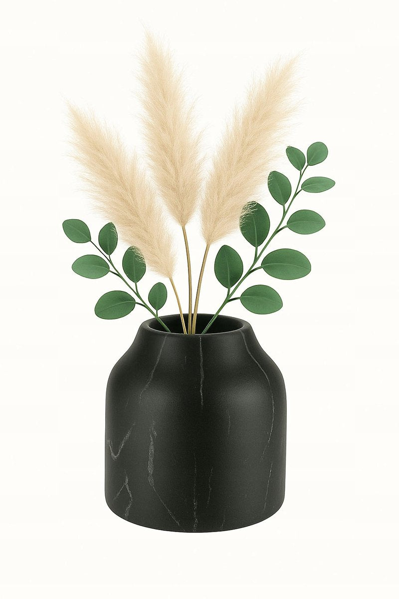 Livarno Home Decorative Vase Black Marble Look 11x12 cm