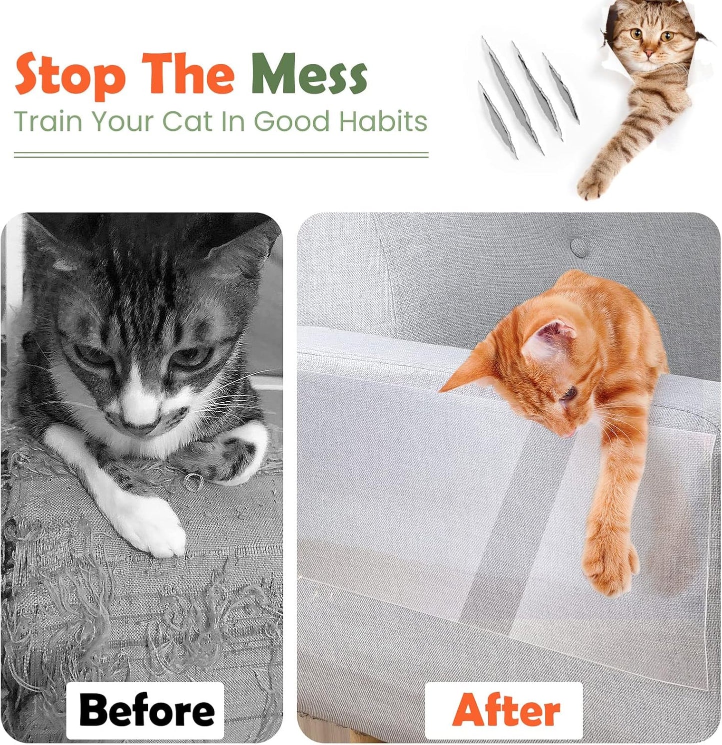 Pet Scratch Furniture Protector, [20cm×500cm] Cat Scratch Deterrent Tape