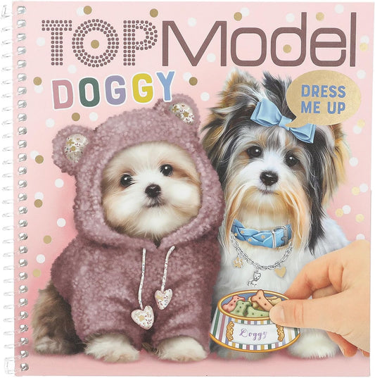 TOPModel Doggy Dress Me Up Sticker Book with 24 Pages Pre-Printed Dog Designs for Your Own Design, Includes 11 Sticker Sheets