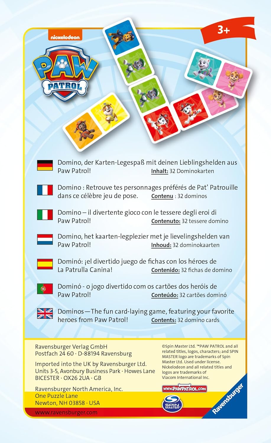 Ravensburger Paw Patrol Domino for Kids Age 3 Years Up, 2 to 4 Players