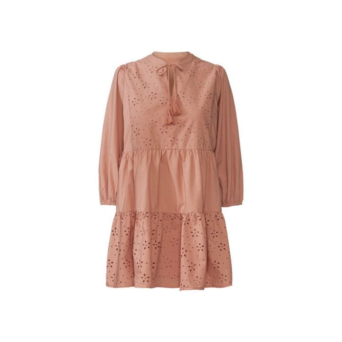 Dress with openwork embroidery