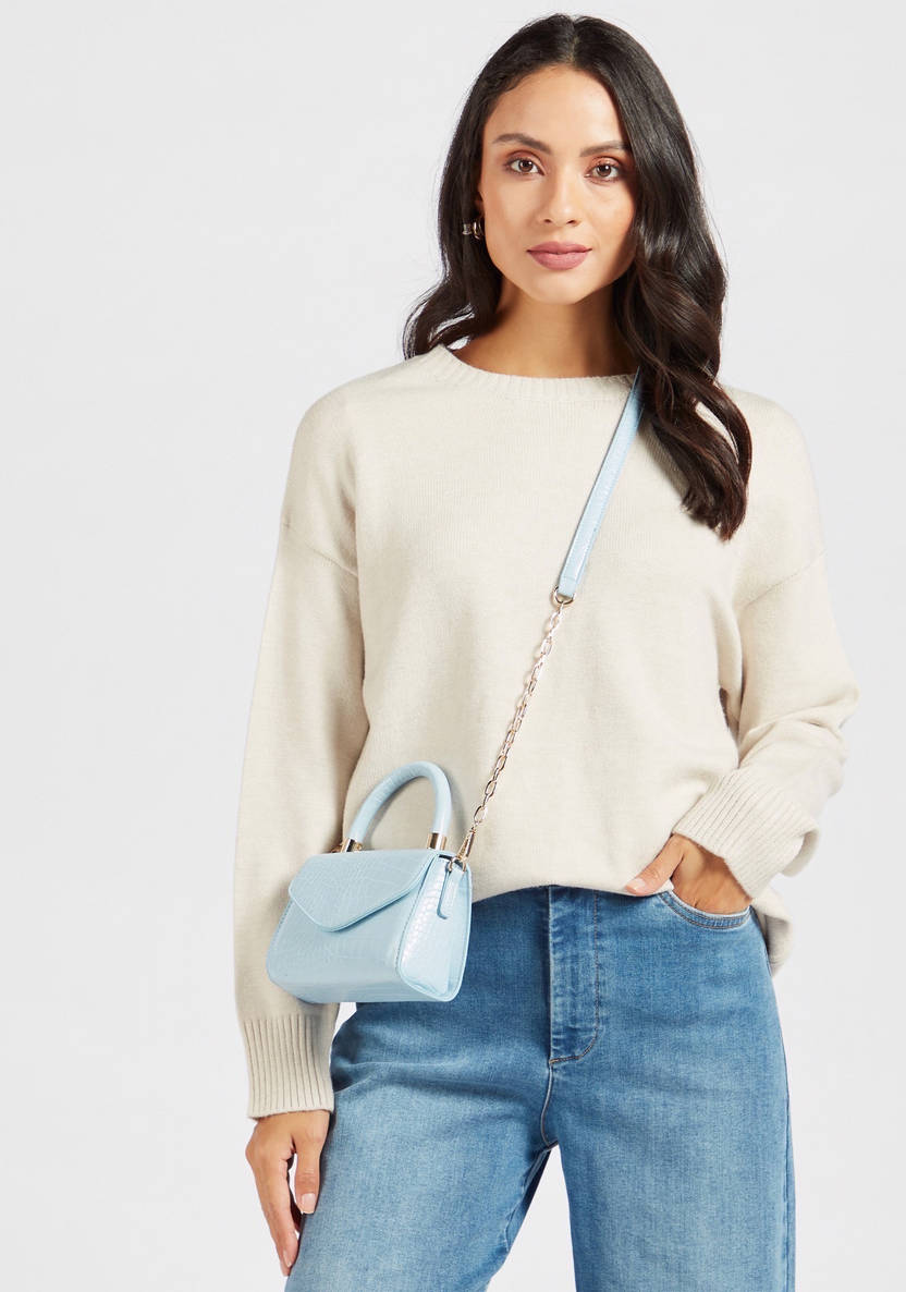 Women’s knit Sweater with Drop-Shoulder Sleeves