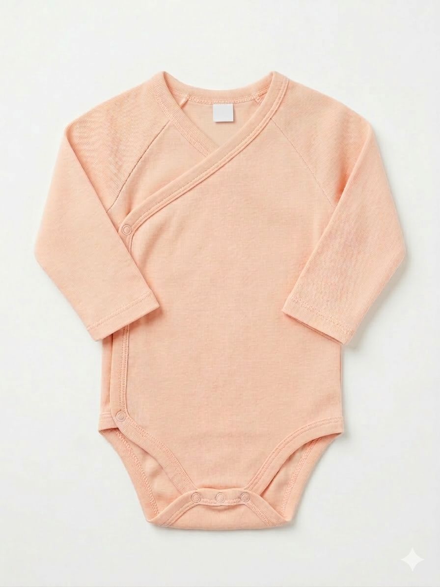 Soft & Cozy Long-Sleeve Wrap Bodysuit – Peach
