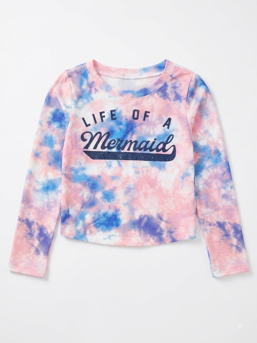 Girls Tie-Dye Longsleeve Top “ Life of a Mermaid”