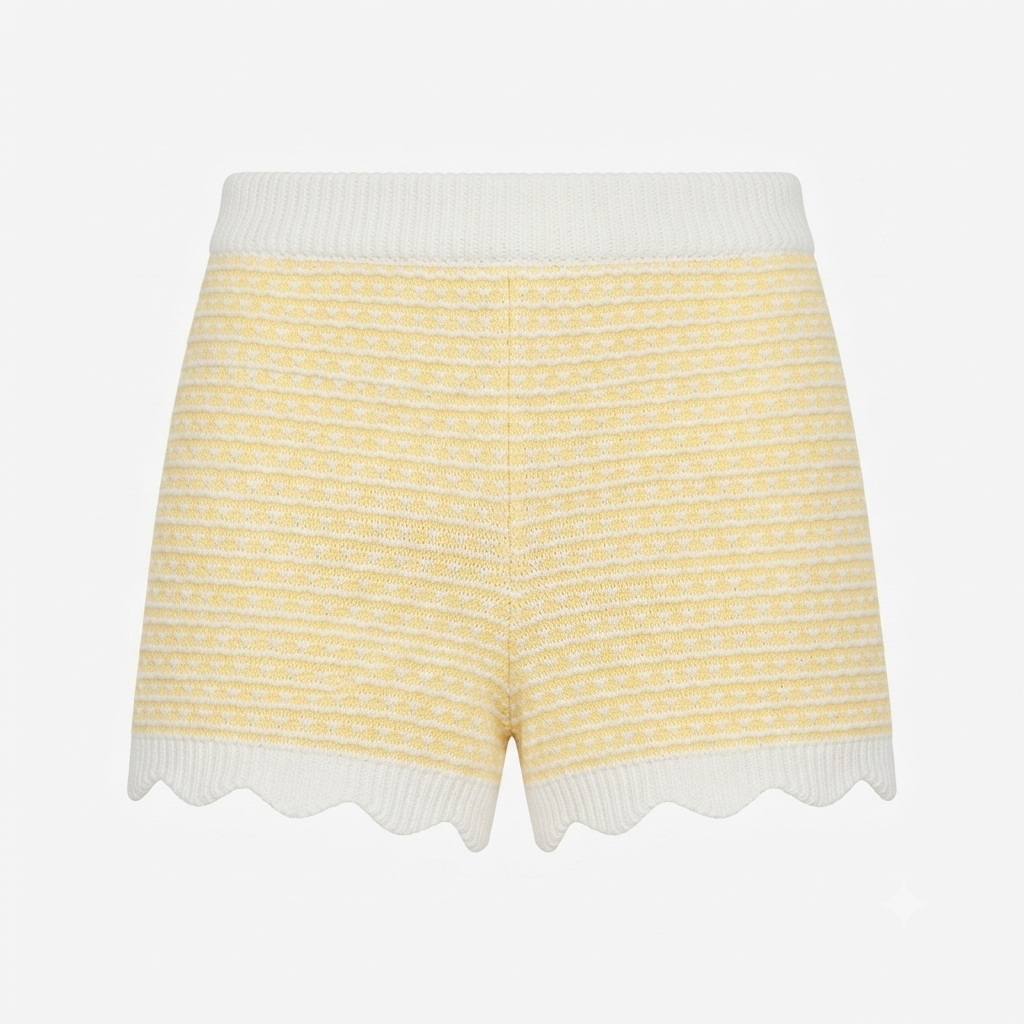 PRIMARK Stripe Knit Shorts For Girls (butter Yellow)
