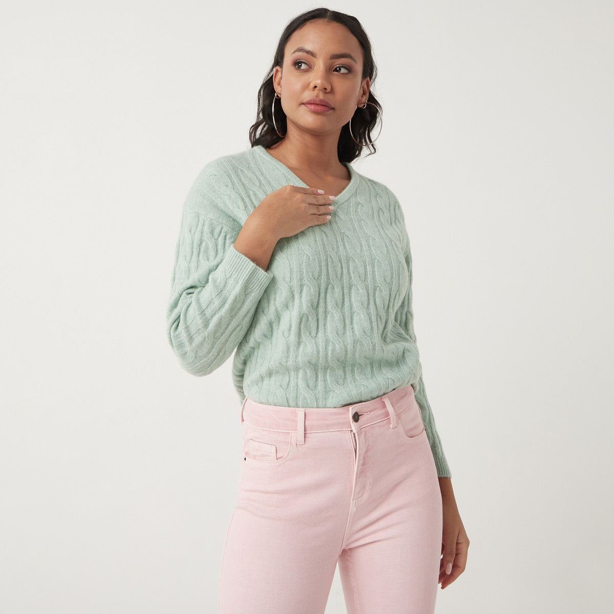 Women’s V-neck Textured Sweater