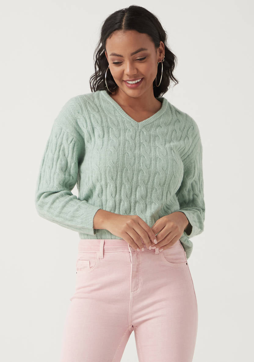 Women’s V-neck Textured Sweater