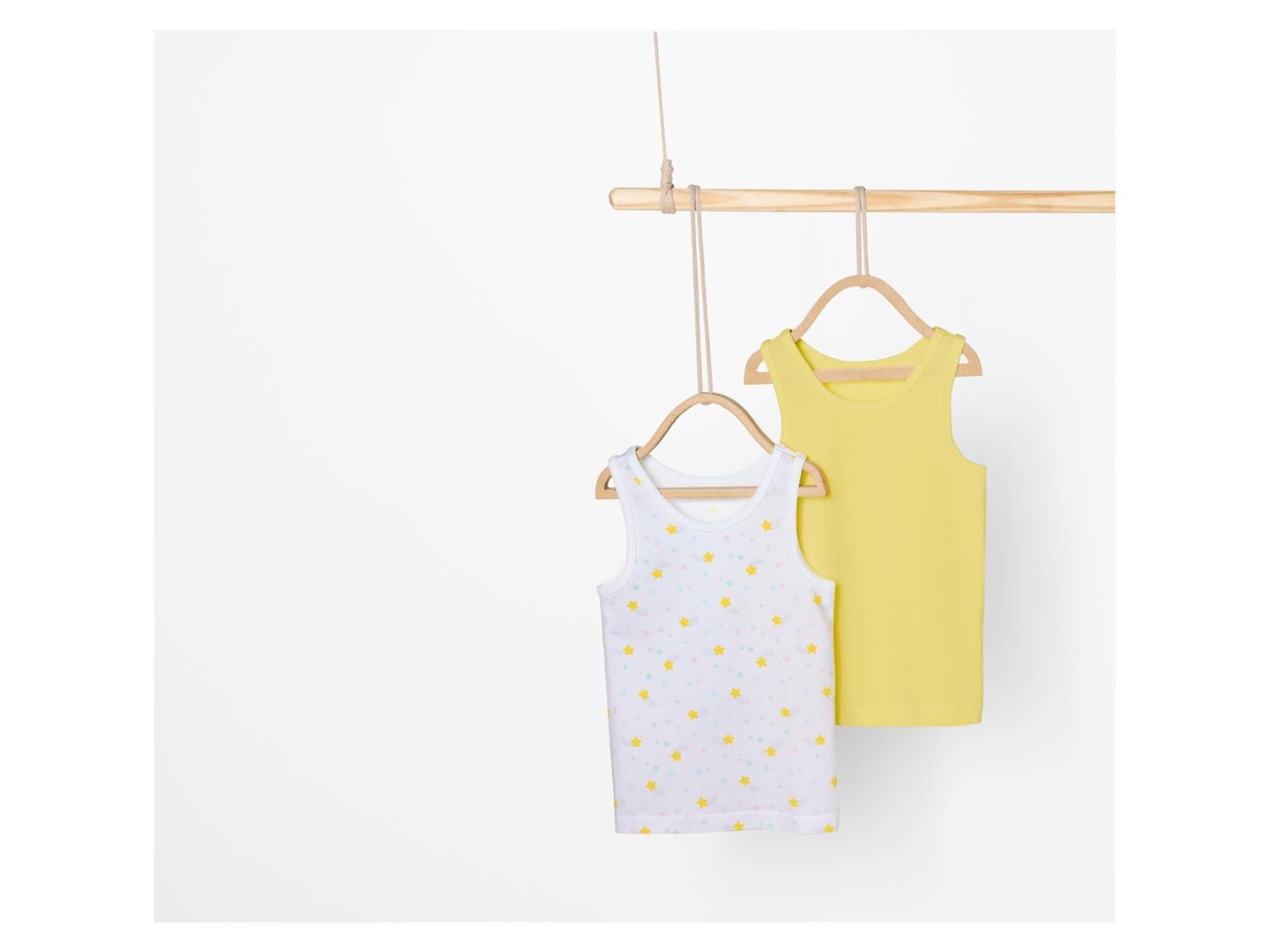Lupilu® 2-piece girls' tank tops, Yellow/White