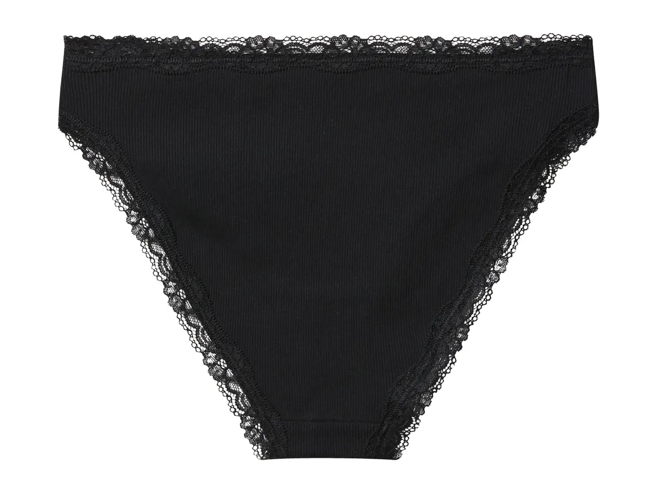 Esmara Ladies’ Black Ribbed Briefs with Lace - 5 Pack