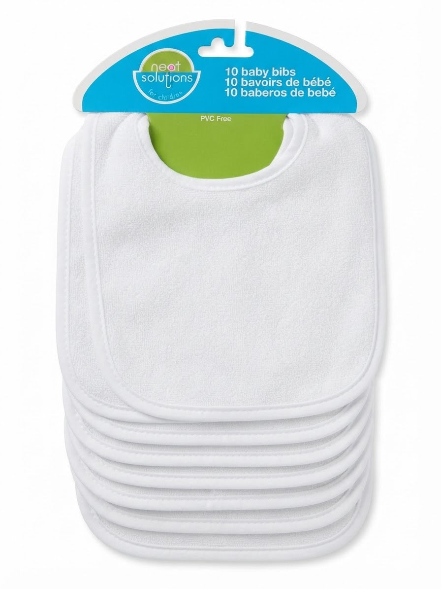 Cotton Baby bibs Set , 10 pcs ( white)