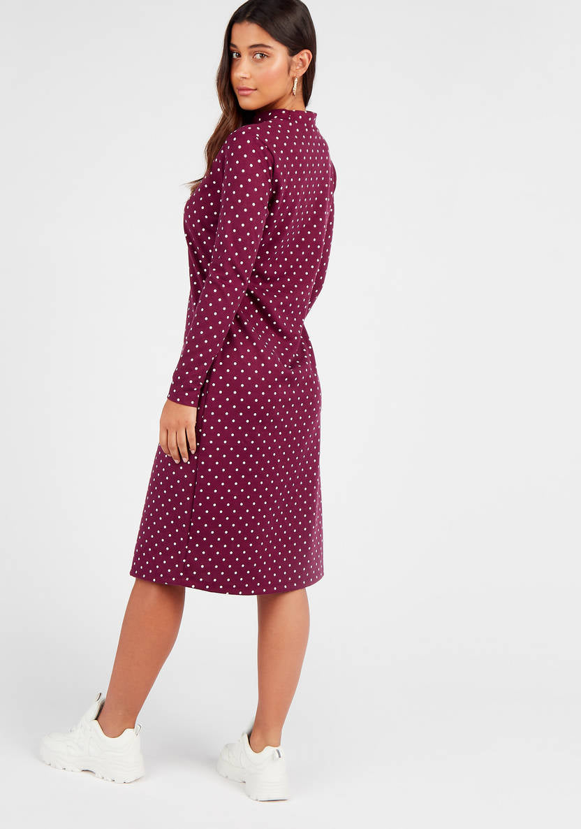 Women/Girls Long-sleeved Midi Shift Dress