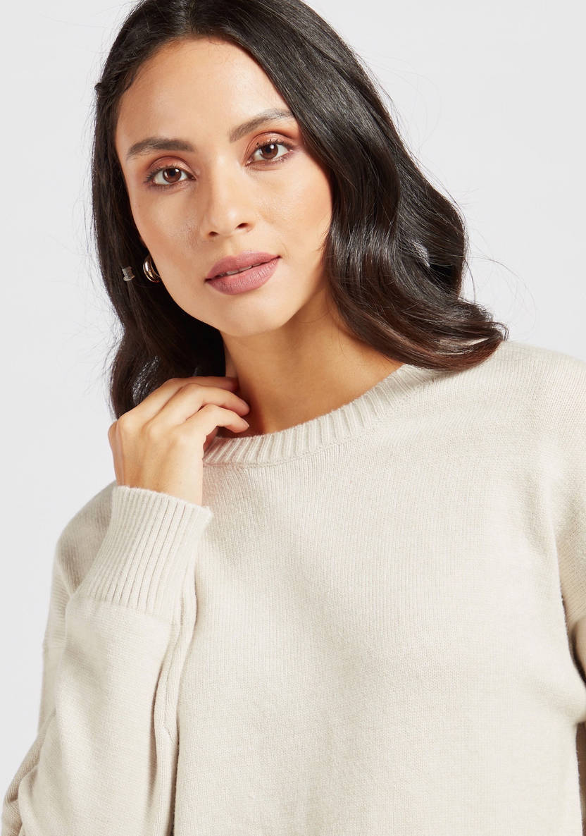 Women’s knit Sweater with Drop-Shoulder Sleeves