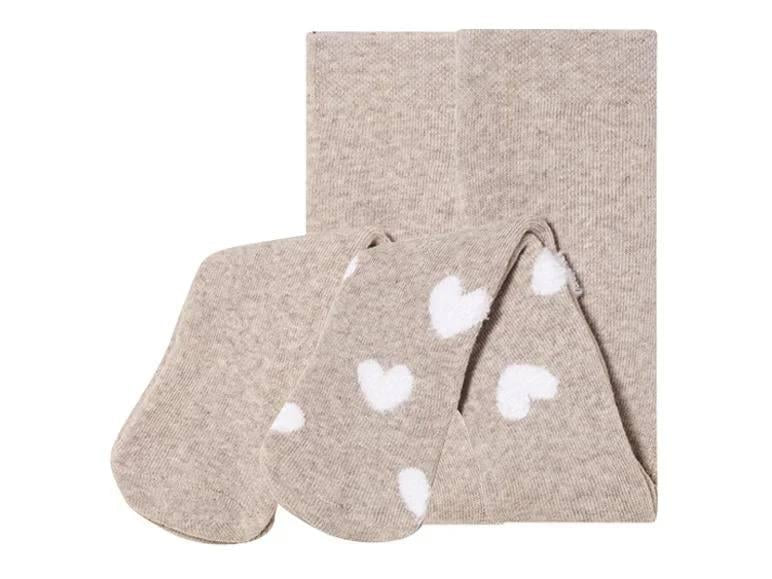 LUPILU Baby tights - Hearts (beige), 2 pcs