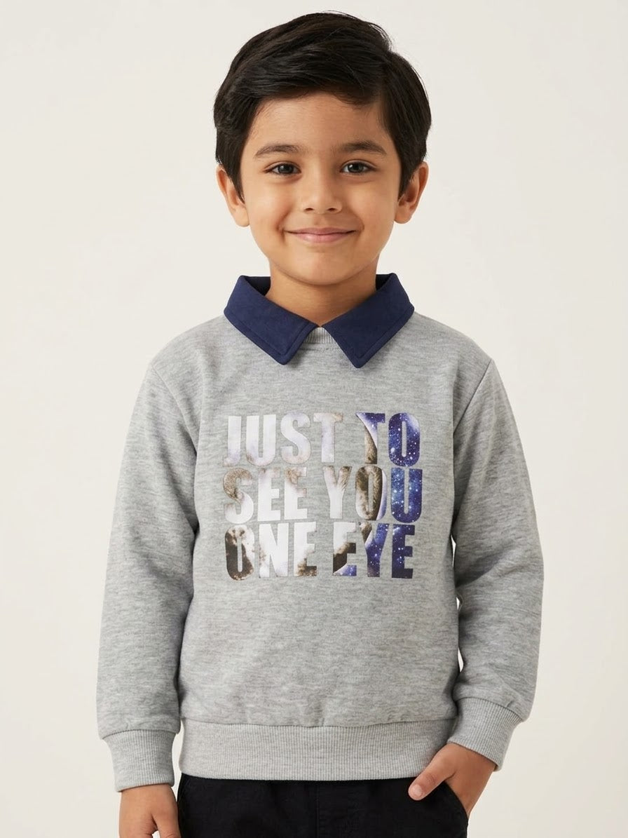 PATPAT Boys’ Cotton Collared Sweatshirt