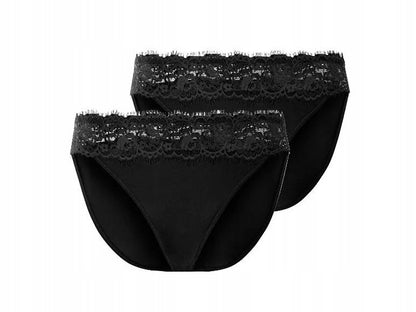 Esmara Women's Briefs with lace, 2 pcs (Black)