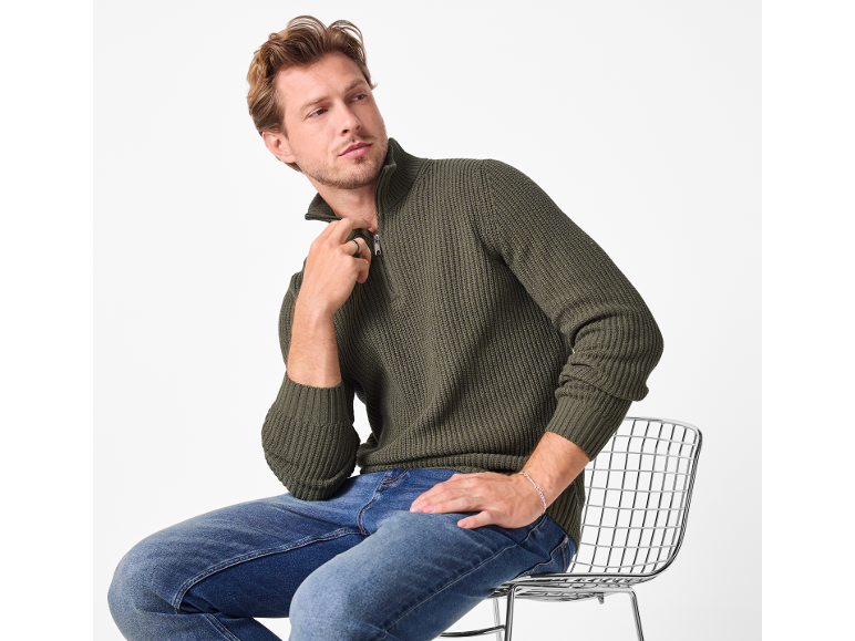 Men’s Half-Zip Jumper (Khaki) -Esmara men