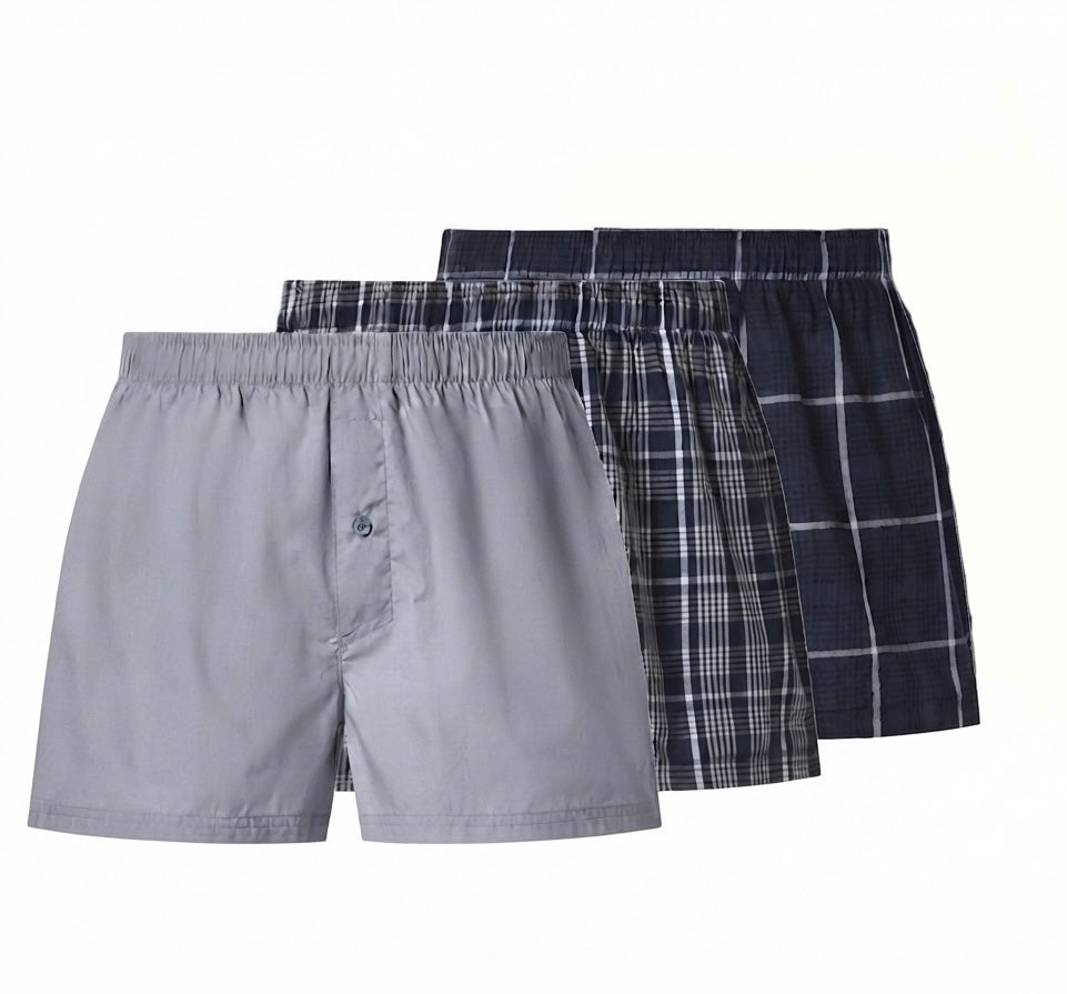 LIVERGY Men’s Boxer-Shorts set , 3 pcs ( blue & navy)