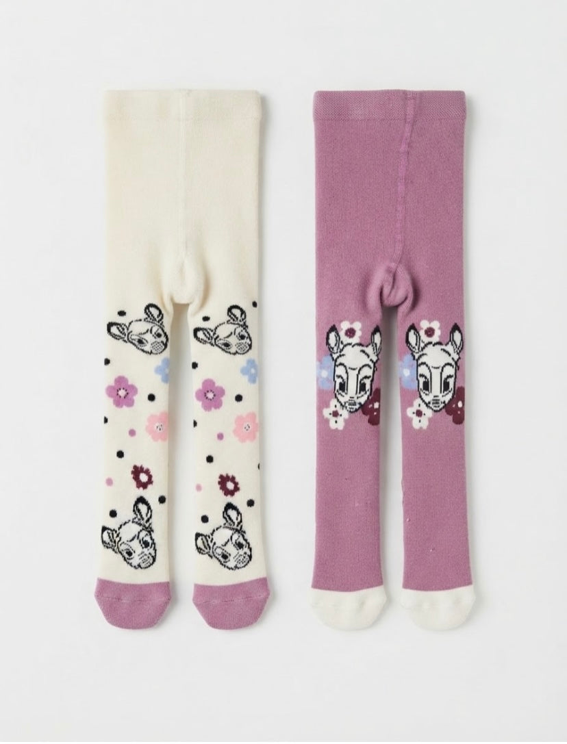 Baby Girl’s Thermal Tights - Bambi, 2 pcs