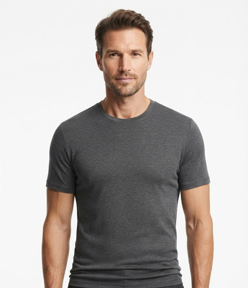 LIVERGY Men’s Shortsleeve Undershirt (Dark grey)