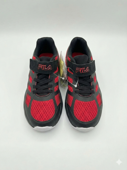 Fila Boy's Black/Red Mesh Athletic Sneakers