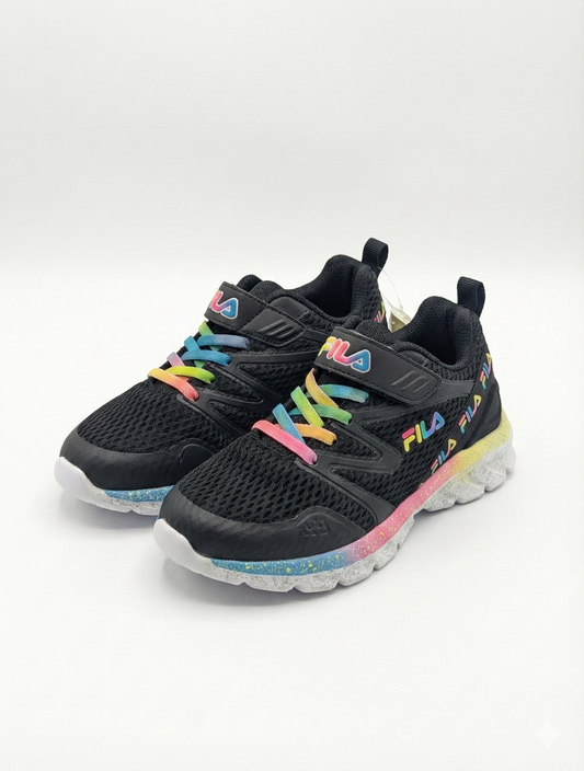 Fila Girl's Black Mesh Athletic Sneakers