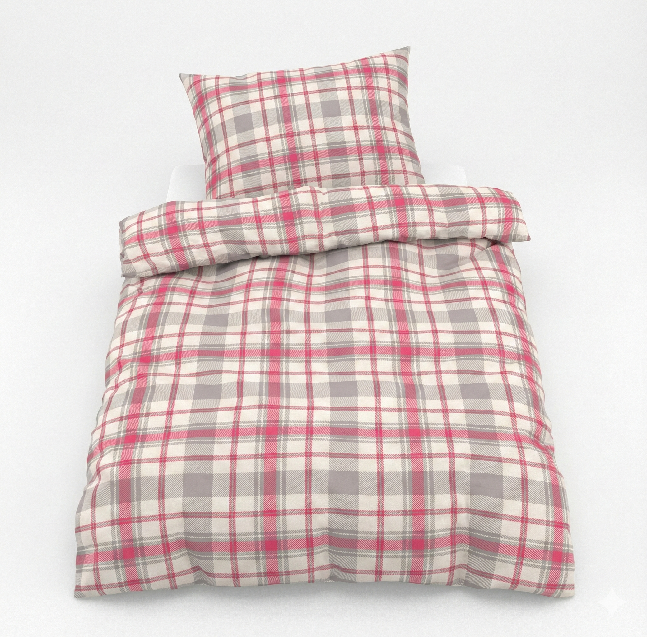 Livarno Home Fine Flannelette Bed Linen (checkered/white/red)