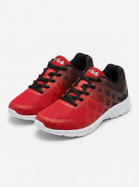 Fila Black/Red Mesh Athletic Sneakers