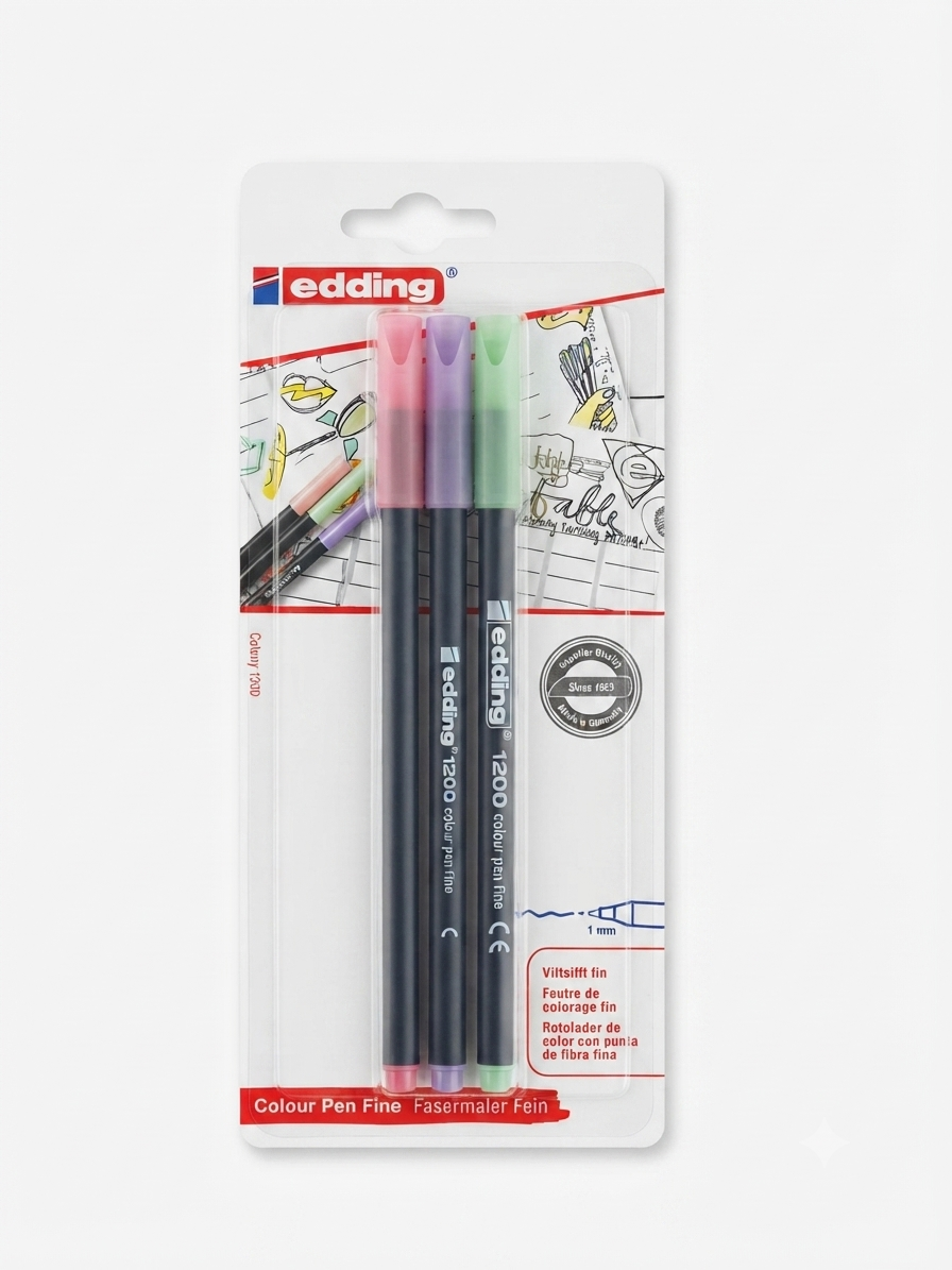 Edding 1200 Color Pens - Pastel – Fine Tip (3-Pack)