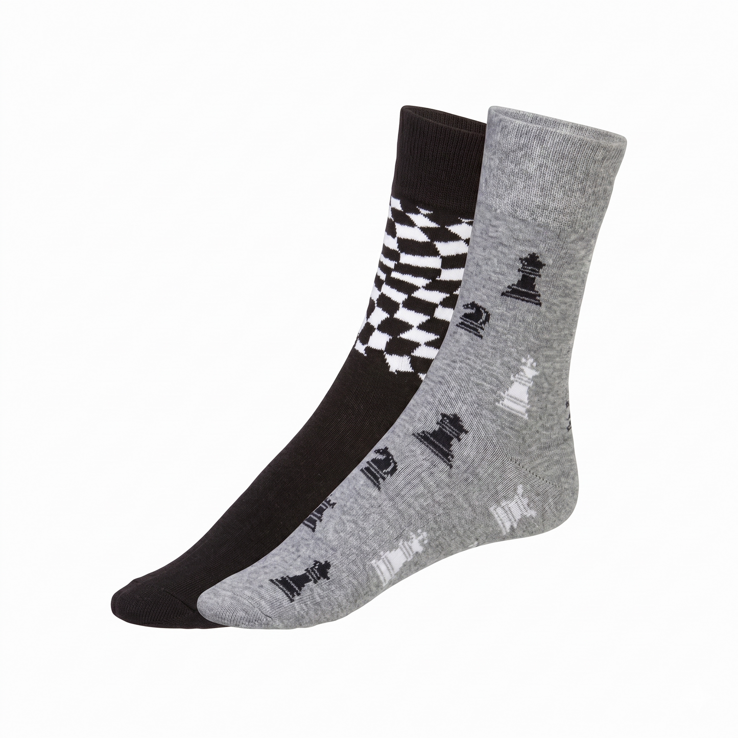Socks (Grey / Black Chess Patterned)