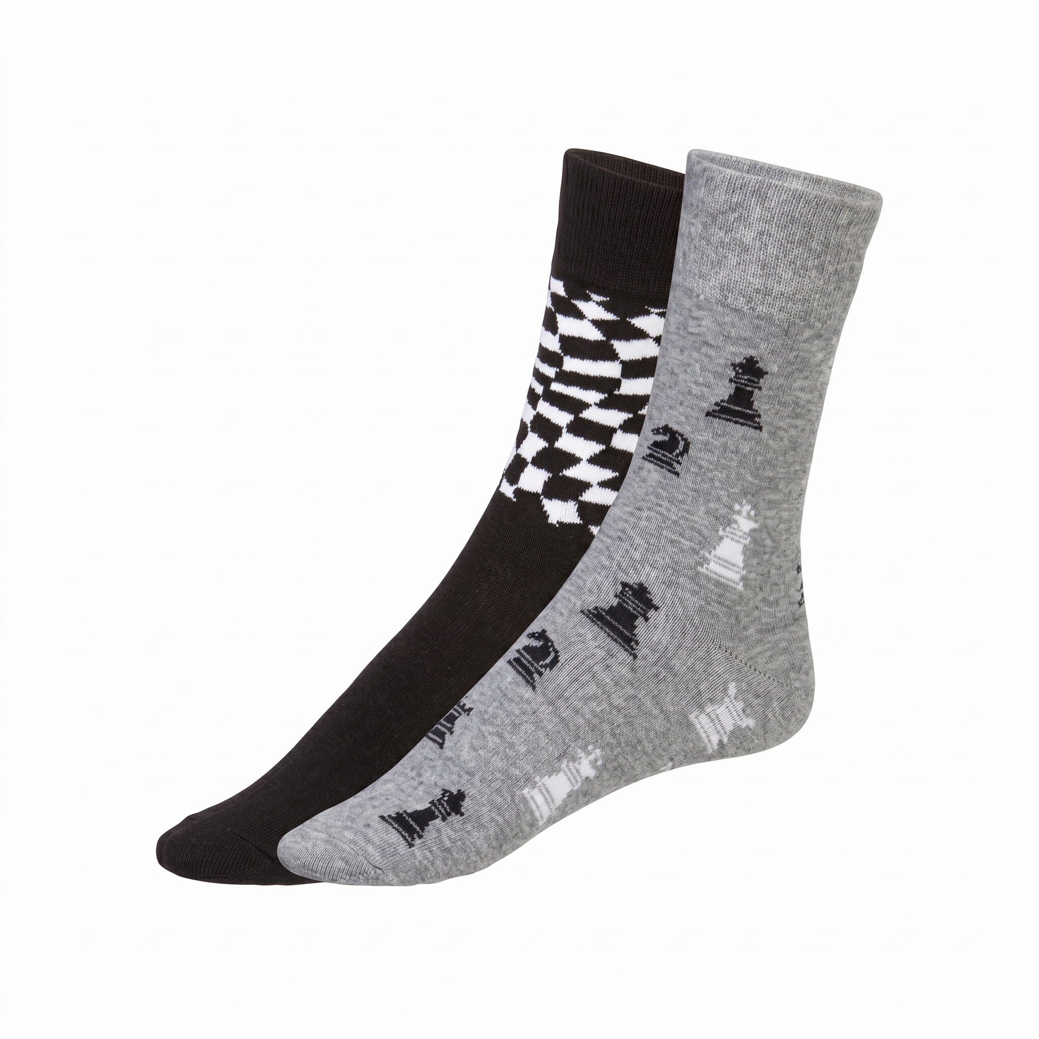 Socks (Grey / Black Chess Patterned)