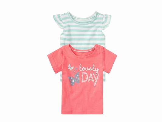 lupilu® Girls' T-shirt for babies BIO, 2 pieces