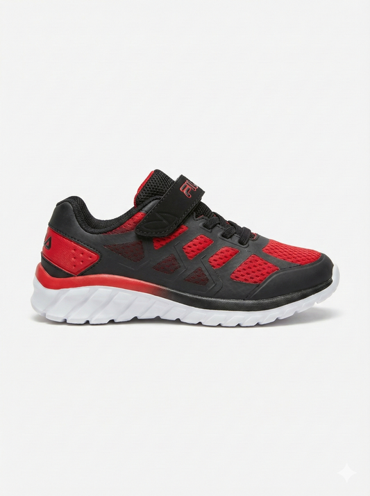 Fila Boy's Black/Red Mesh Athletic Sneakers